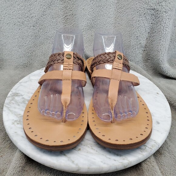 UGG Shoes Womens Size 11 Brown Leather Audra Thong Sandals - Picture 3 of 9